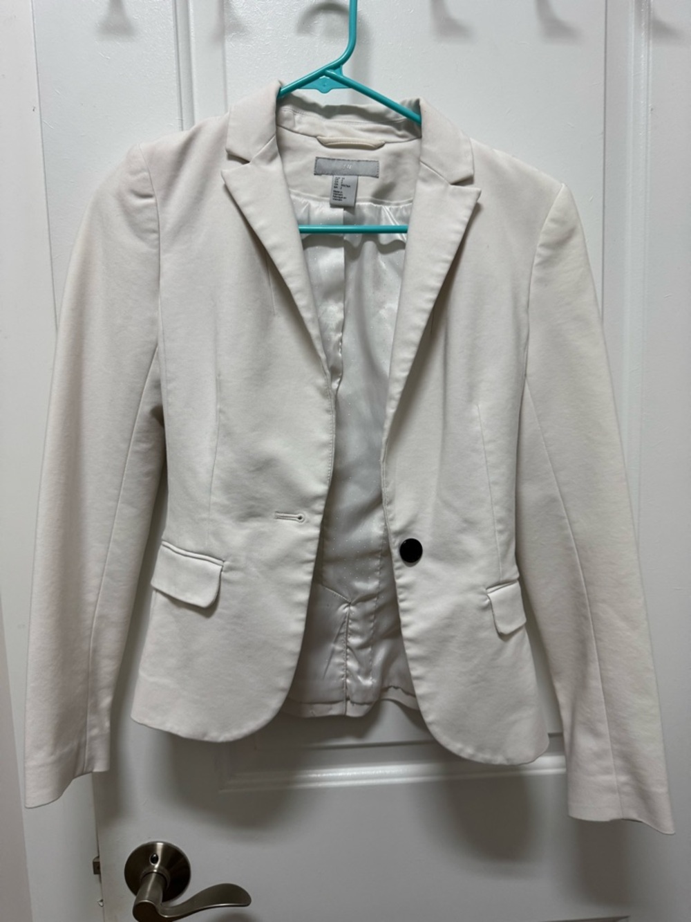 H&M Women's Cream Tailored Blazer - Classic Single-Button Jacket